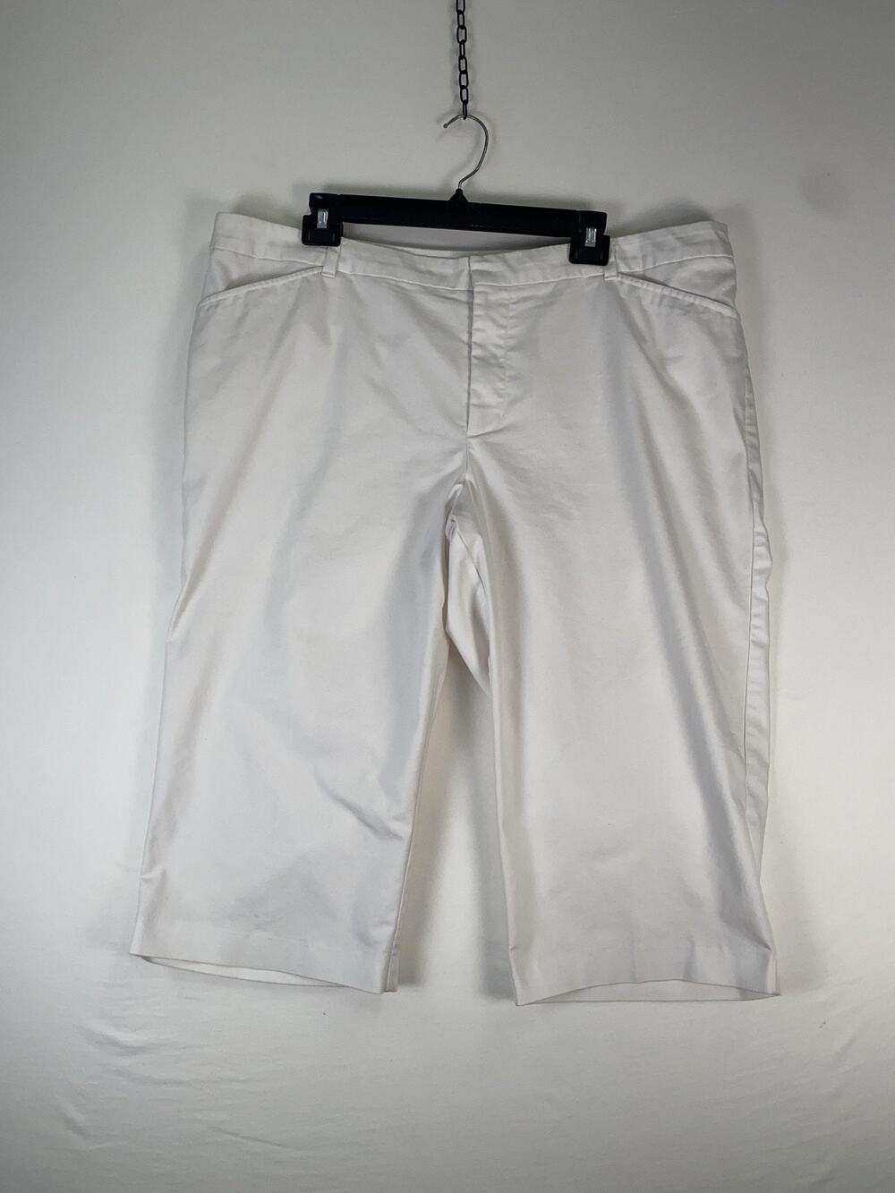 Croft & Barrow Pants Womens 18W White Twill Stretch Capri Pockets Casual